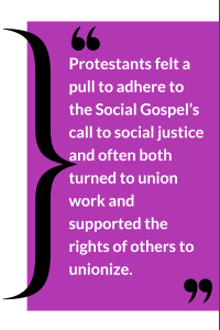 White text on purple background with a black curly brace and quotation marks design.