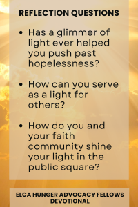 Text with reflection questions over a golden sunset background.