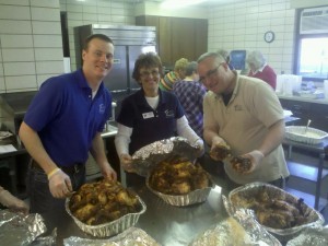 LDR staff help with dinner at Olivet Lutheran