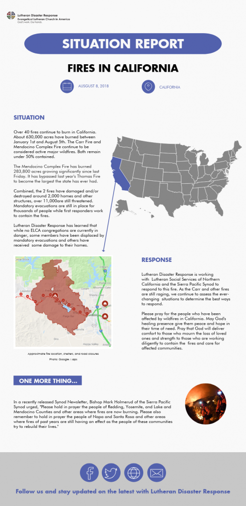 Update: Fires In California - August 2018 - Lutheran Disaster Response ...