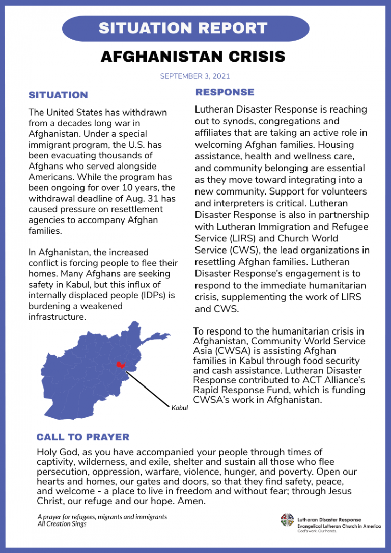 Situation Report: Afghanistan Humanitarian Crisis - Lutheran Disaster ...