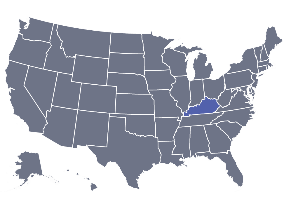 Map of the United States with Kentucky highlighted.