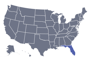 Map of the United States with the state of Florida highlighted