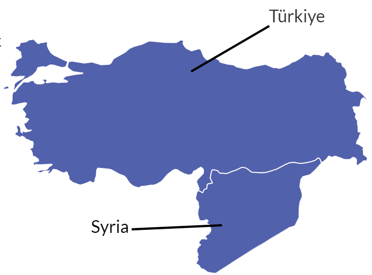 Map of Türkiye and Syria