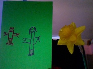 The card and flower given by the student.