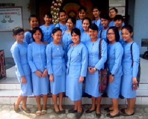 The students posed for a photo after the service.