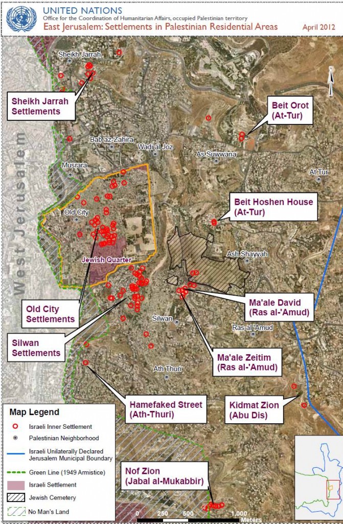 Map of East Jerusalem settlements 2012