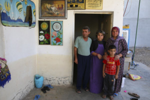 Christian Aid meets with displaced families to discuss their needs and the benefits of previous aid distributions at their temporary home in Chamchamal on September 9. The families have recieved food parcels and non food items from Christian Aid partners. This is the Alyaz family, from Tikrit. They are now in Chamchamal, Iraq. Christian Aid is a member of ACT Alliance.