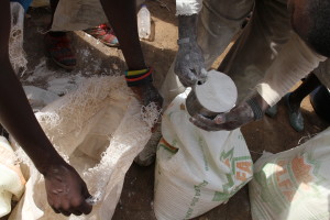 Food distribution in a village in Cunene district.