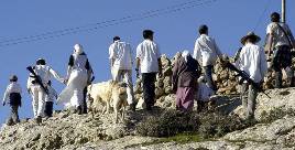Settlers near the Palestinian village of Yanoun.