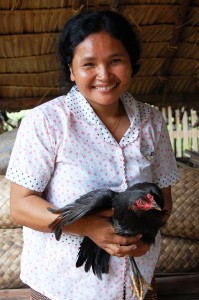 Women with a chicken